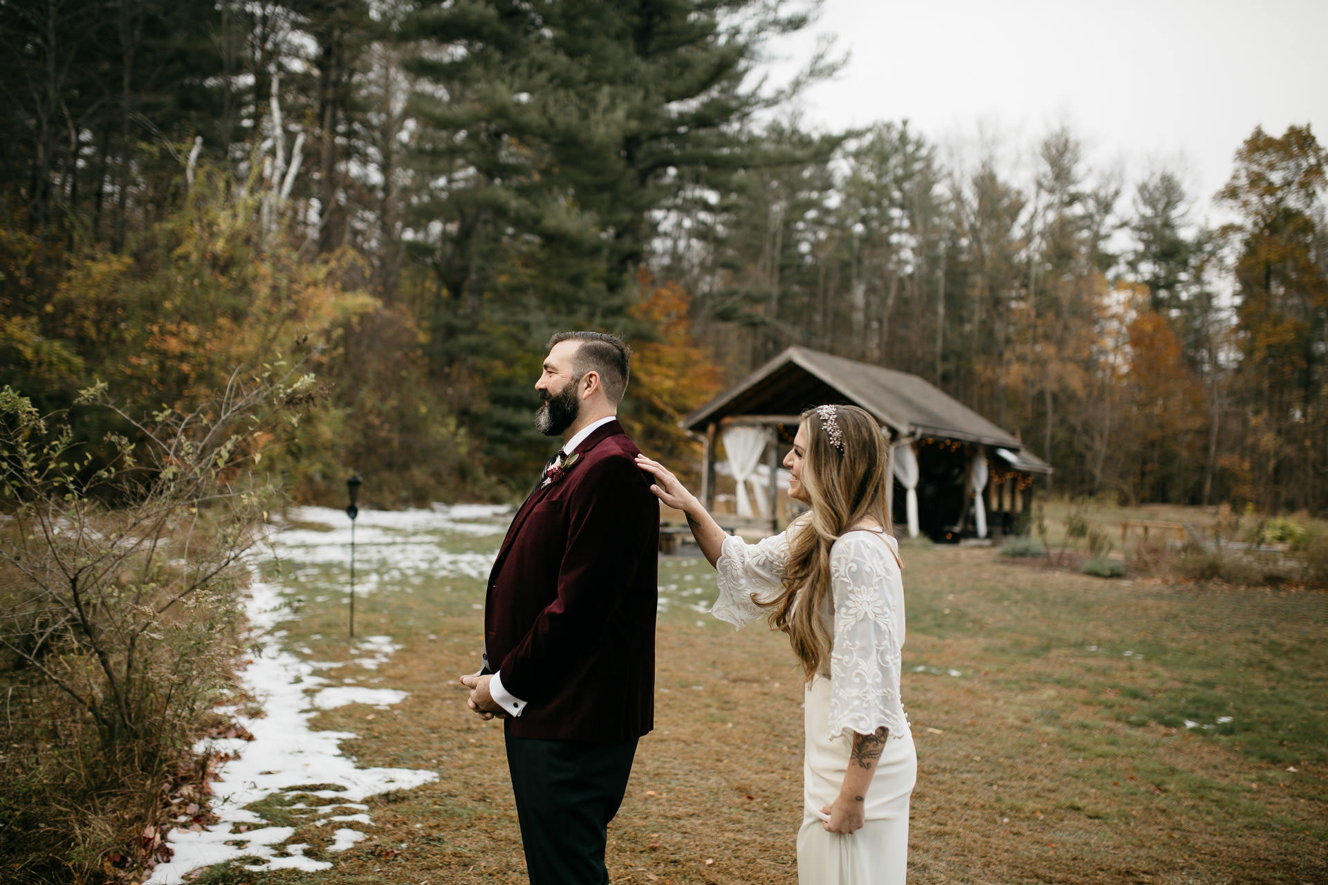 Robyn & Jim Catskills Fall Wedding at Foxfire Mountain House by Jean-Laurent Gaudy Photography