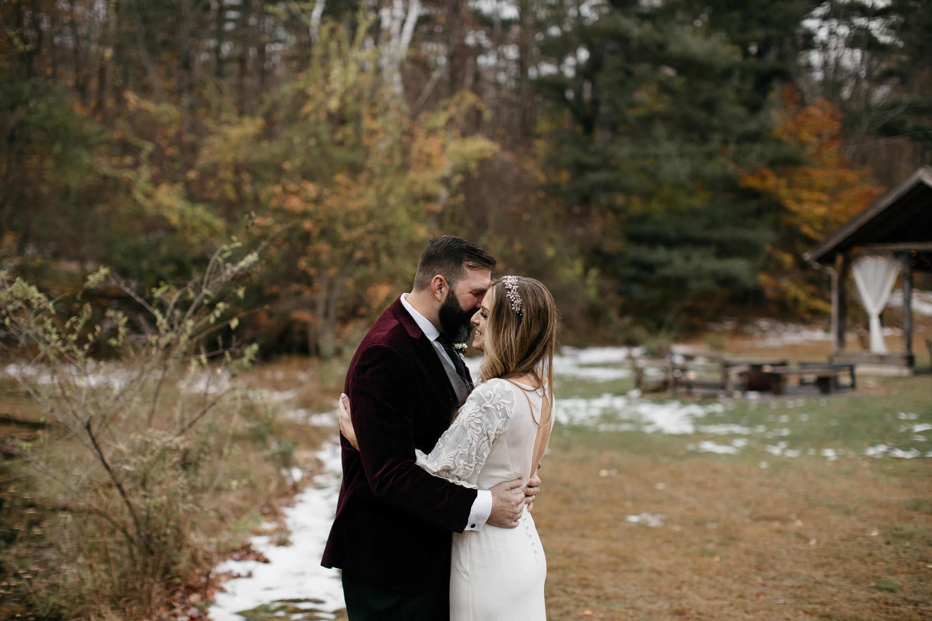 Robyn & Jim Catskills Fall Wedding at Foxfire Mountain House by Jean-Laurent Gaudy Photography
