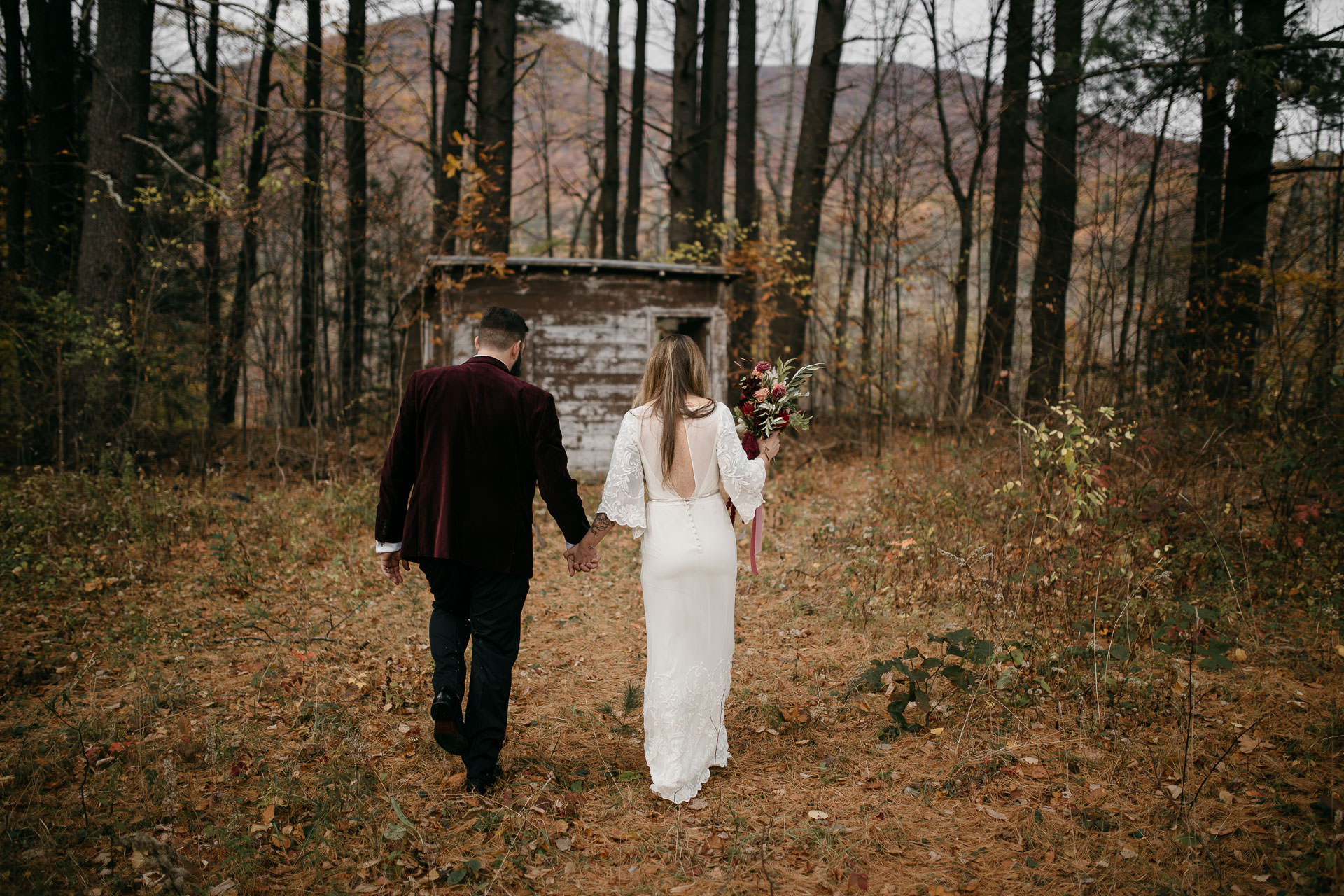 Robyn & Jim Catskills Fall Wedding at Foxfire Mountain House by Jean-Laurent Gaudy Photography
