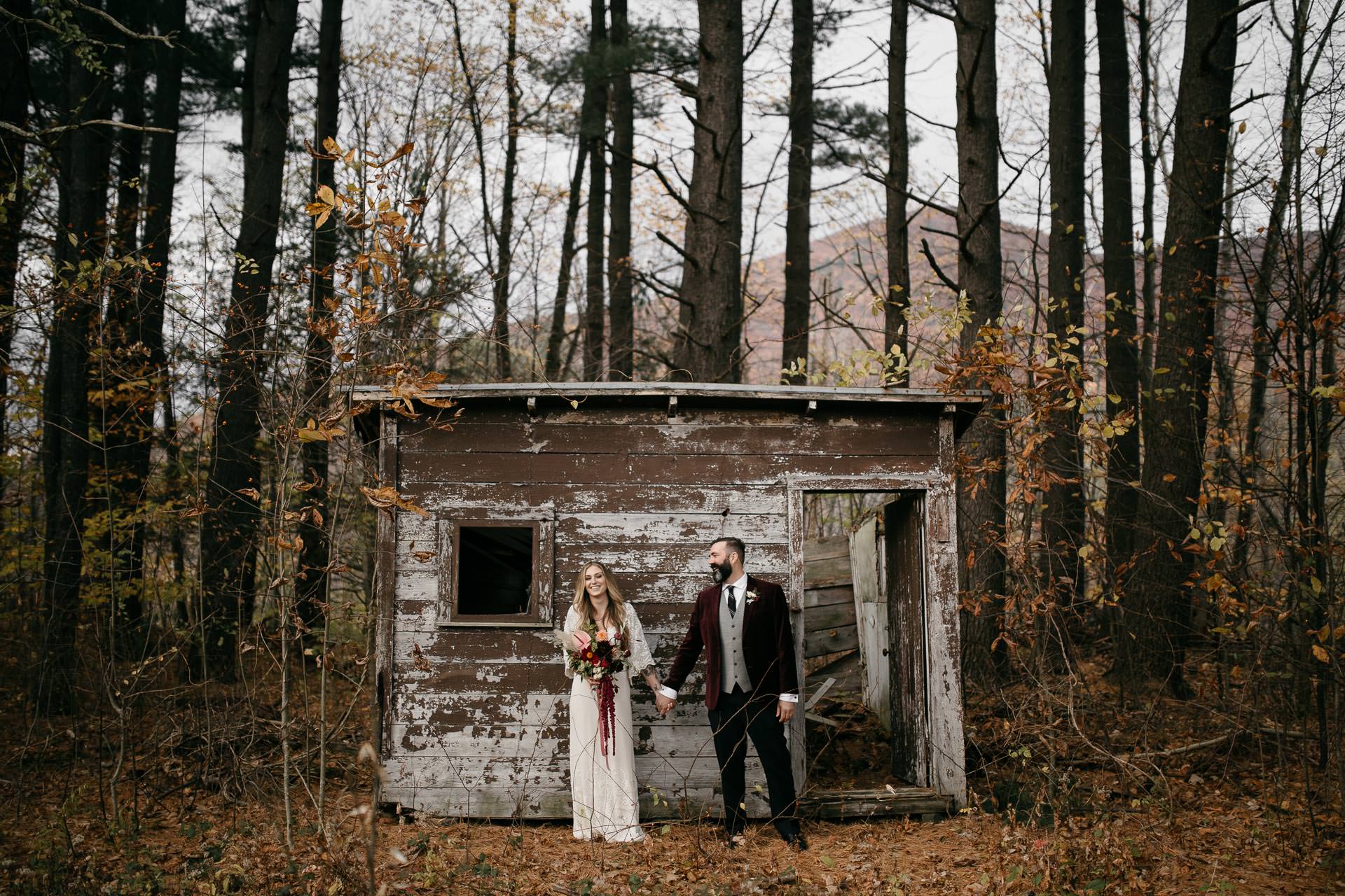 Robyn & Jim Catskills Fall Wedding at Foxfire Mountain House by Jean-Laurent Gaudy Photography