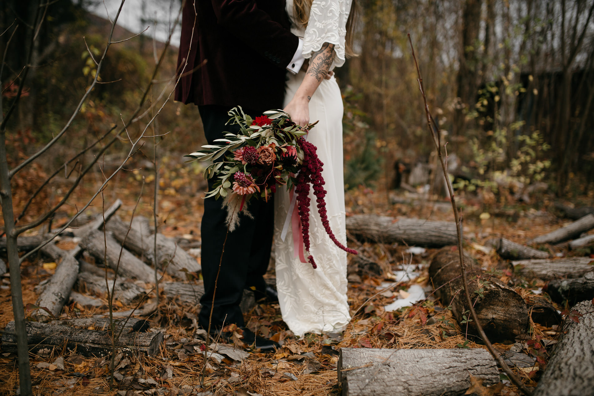 Robyn & Jim Catskills Fall Wedding at Foxfire Mountain House by Jean-Laurent Gaudy Photography