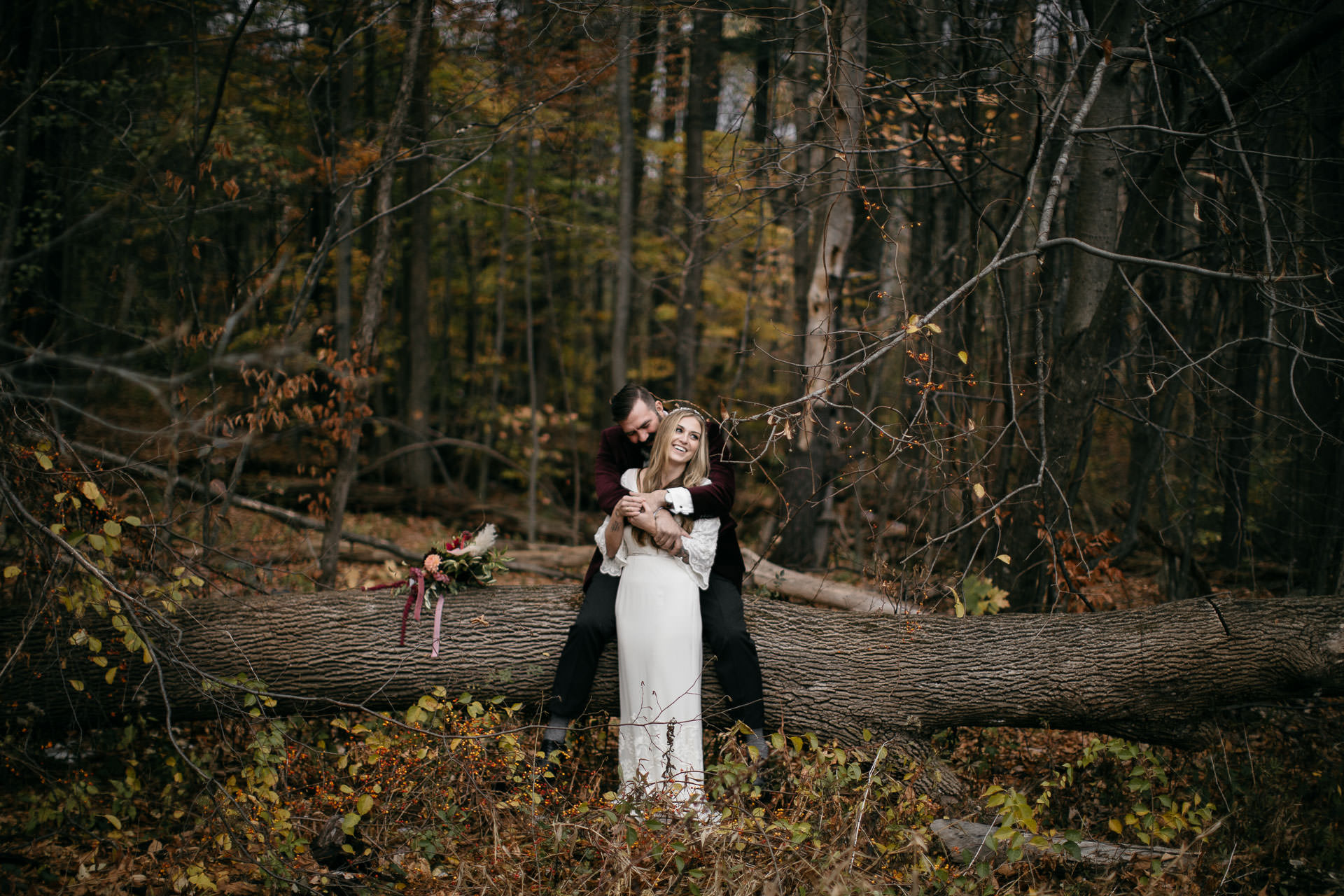 Robyn & Jim Catskills Fall Wedding at Foxfire Mountain House by Jean-Laurent Gaudy Photography