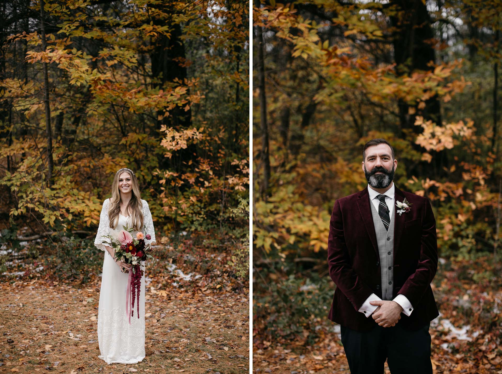Robyn & Jim Catskills Fall Wedding at Foxfire Mountain House by Jean-Laurent Gaudy Photography