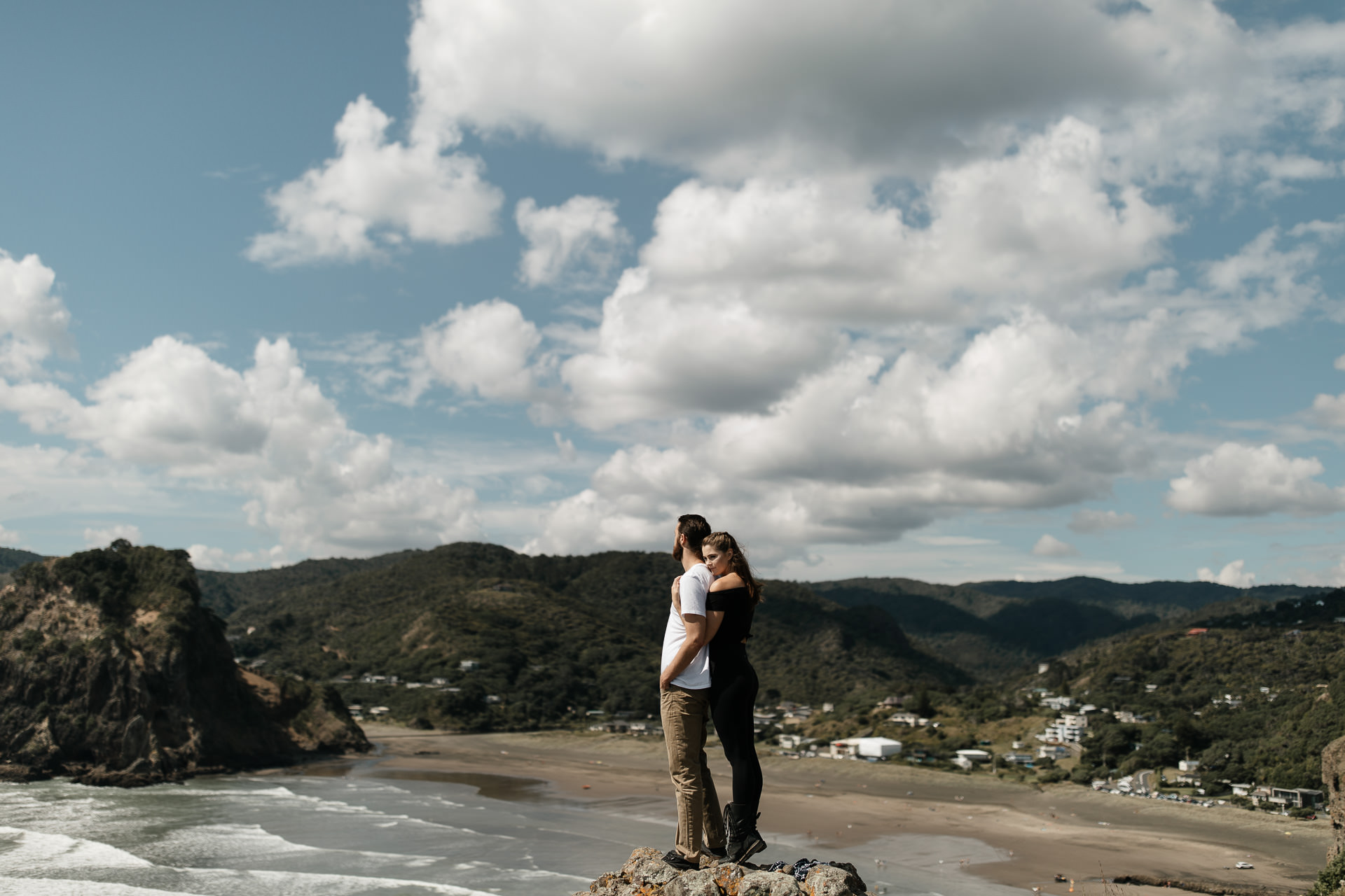 Amy & Daniel Piha Beach Engagement New Zealand by Jean-Laurent Gaudy