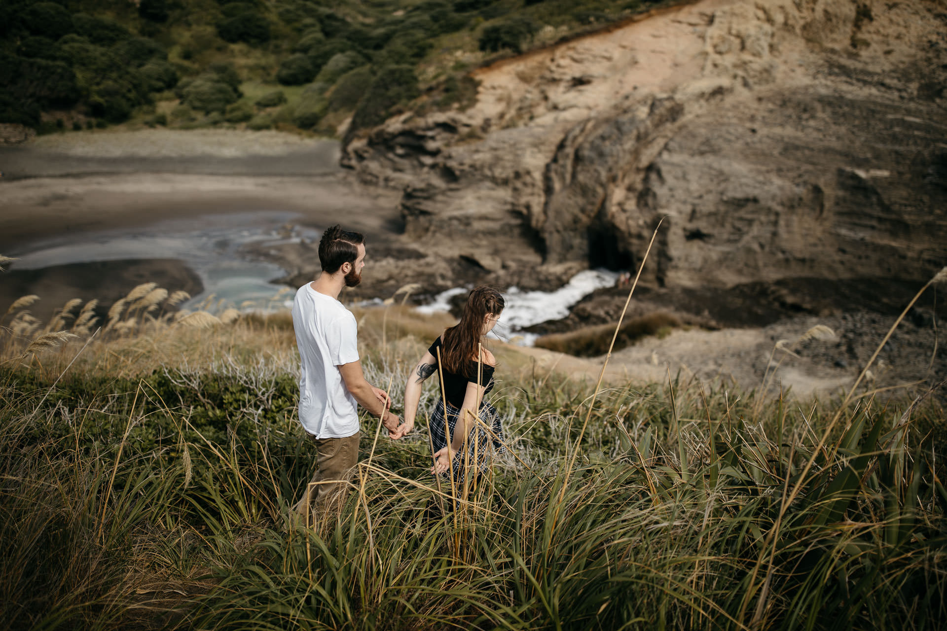 Amy & Daniel Piha Beach Engagement New Zealand by Jean-Laurent Gaudy