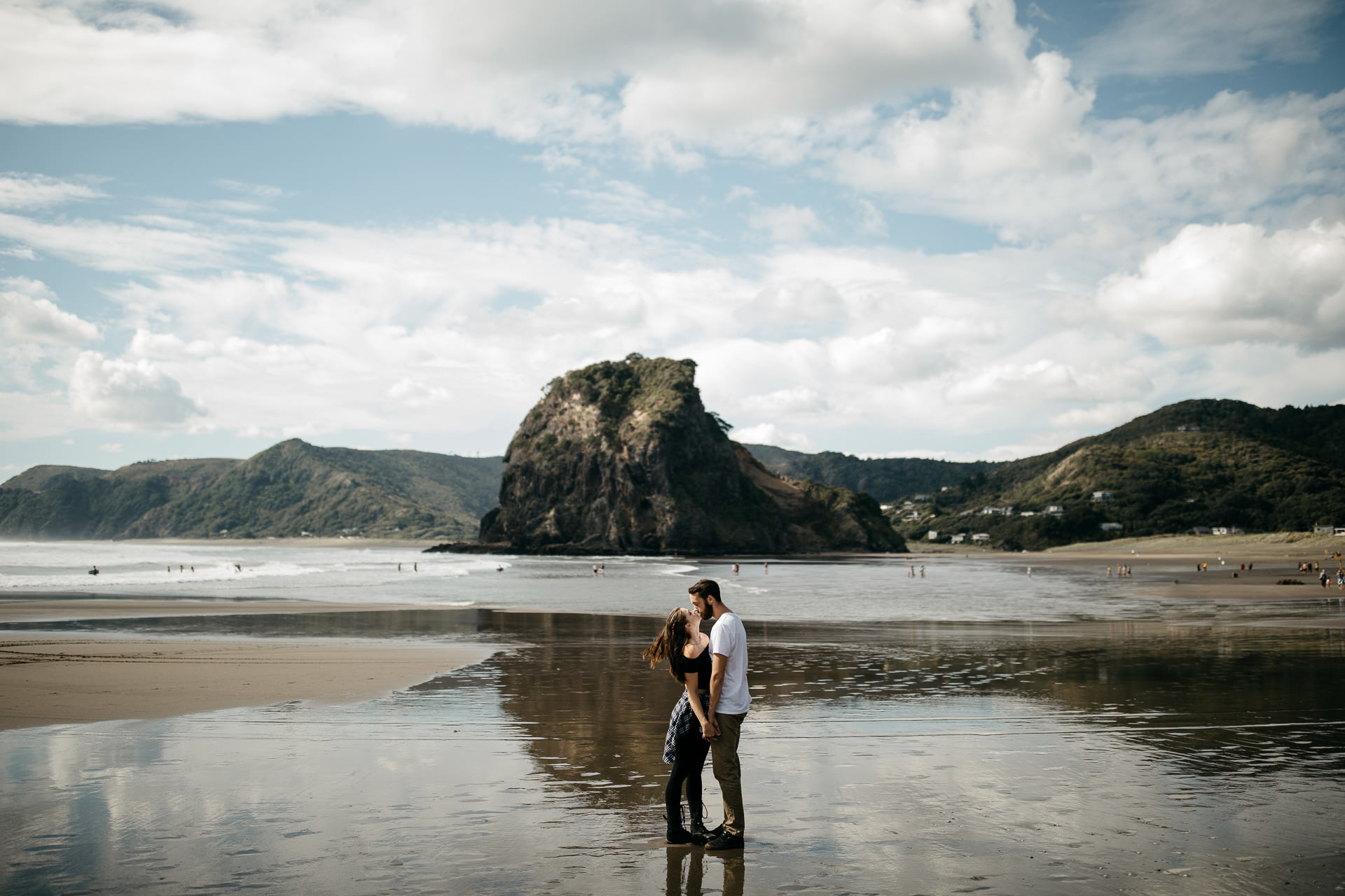 Amy & Daniel Piha Beach Engagement New Zealand by Jean-Laurent Gaudy