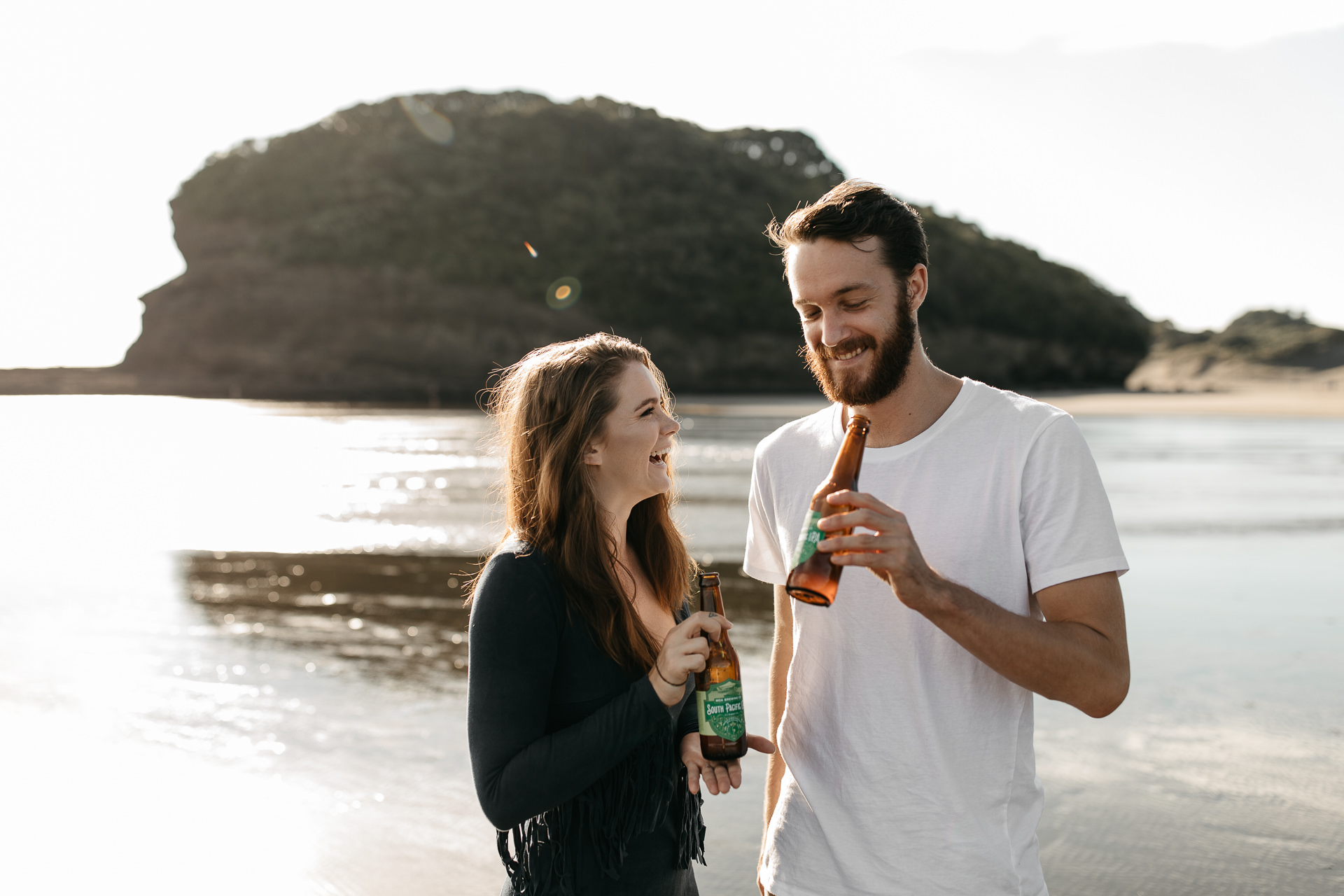 Amy & Daniel Piha Beach Engagement New Zealand by Jean-Laurent Gaudy