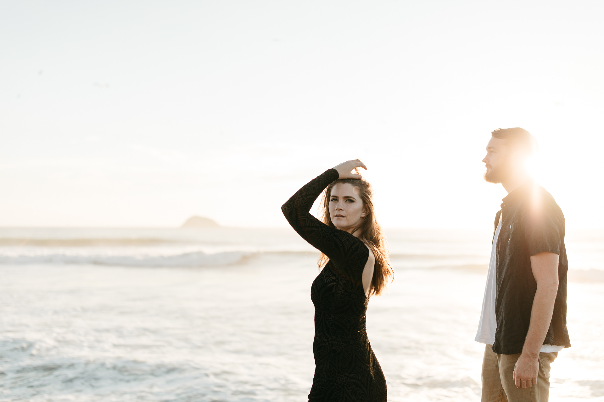 Amy & Daniel Piha Beach Engagement New Zealand by Jean-Laurent Gaudy