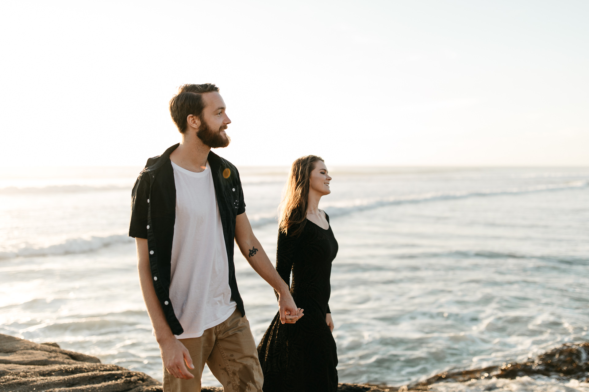 Amy & Daniel Piha Beach Engagement New Zealand by Jean-Laurent Gaudy
