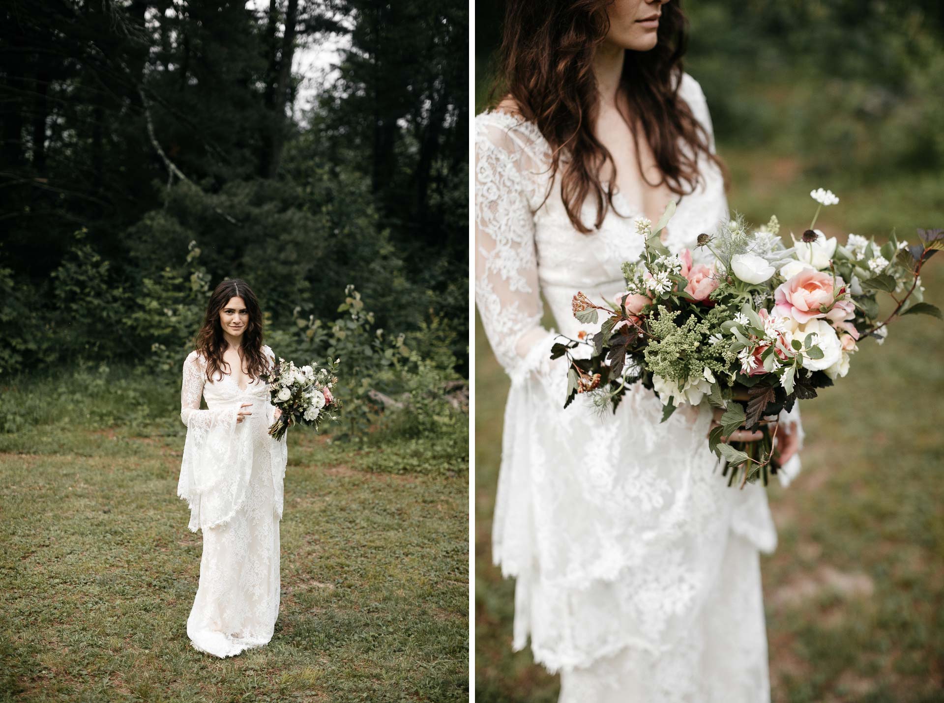 Rachel & David Boho Catskills wedding at Foxfire Moutain House by Jean-Laurent Gaudy
