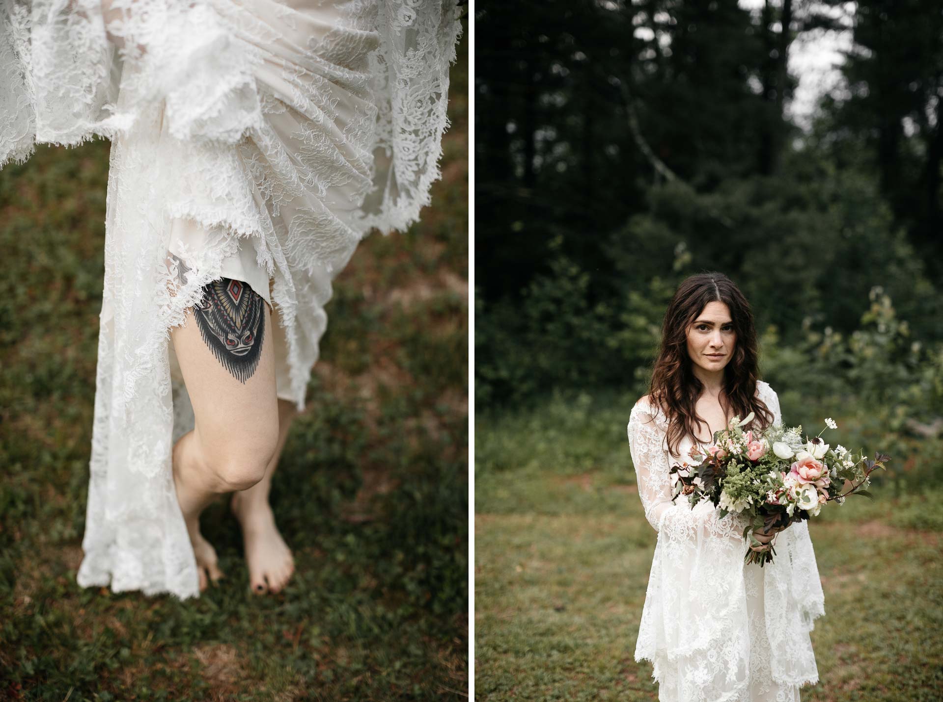 Rachel & David Boho Catskills wedding at Foxfire Moutain House by Jean-Laurent Gaudy
