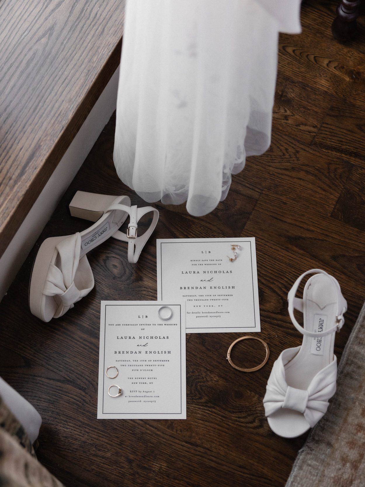 A stylish New York City wedding, rustic brick walls, velvet drapery, and golden candlelight, capturing the intimate, cinematic atmosphere of the iconic venue.