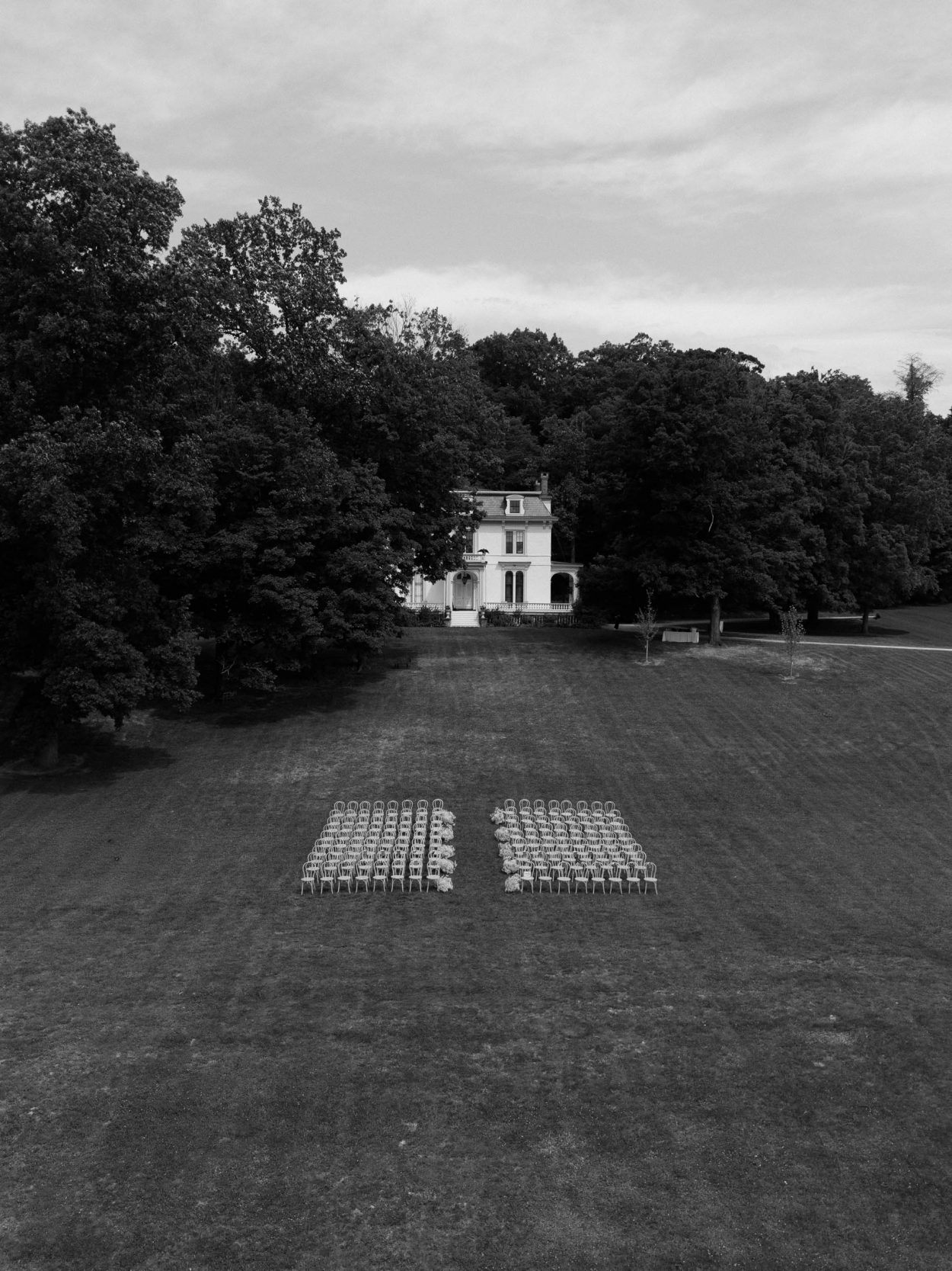 Outdoor wedding ceremony at a private estate in Germantown, Hudson Valley